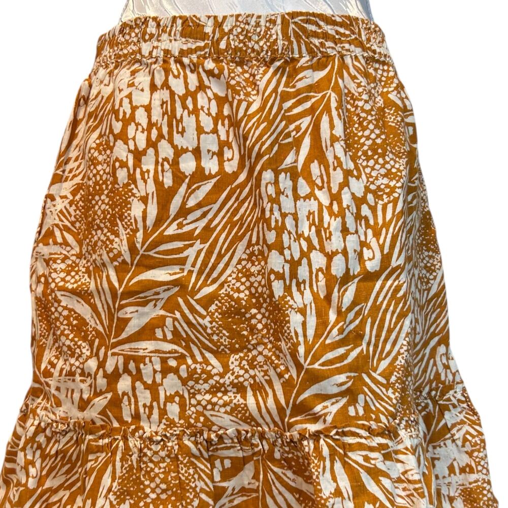 Christian Siriano Mini Ruffle Skirt Women Sz Large Linen Mustard Yellow Pockets - Picture 10 of 14